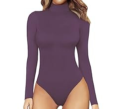 MANGOPOP Women's Mock Turtle Neck Long Sleeve Tops Bodysuit Jumpsuit | Amazon (US)