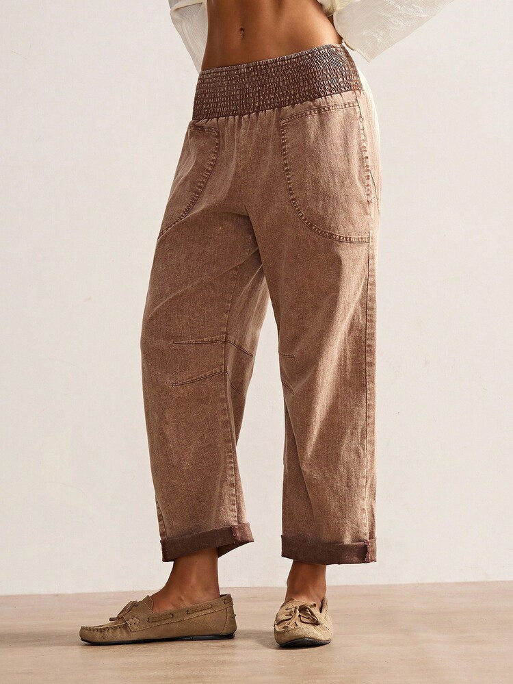 Bohemela Women's Casual Solid Color Woven Loose Low Waist Pants, Autumn/Winter Boho Style | SHEIN