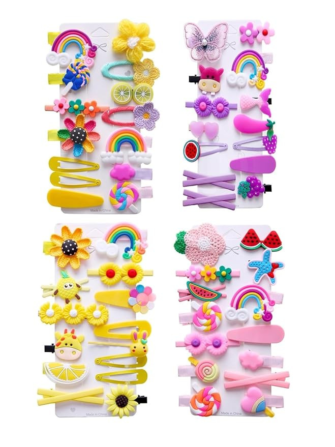 56PCS Toddler Hair Accessories Set: Colorful Rainbow Barrettes, Pins, Candy Fruits, Butterflies f... | Amazon (US)