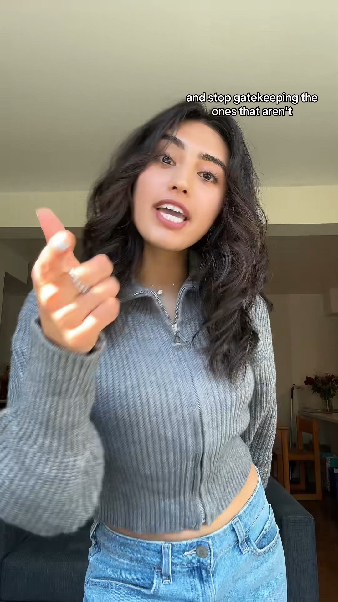 perfect soft NOT ITCHY knitted cardigan zip-up sweater with Cider. Grey sweater for fall outfits and winter outfits. clean girl style. soft grunge. triangle keychain details. fitted cuffs. low rise. perfect waist length. knit polo zip up cardigan. cotton  

#LTKSeasonal #LTKFindsUnder50 #LTKPetite