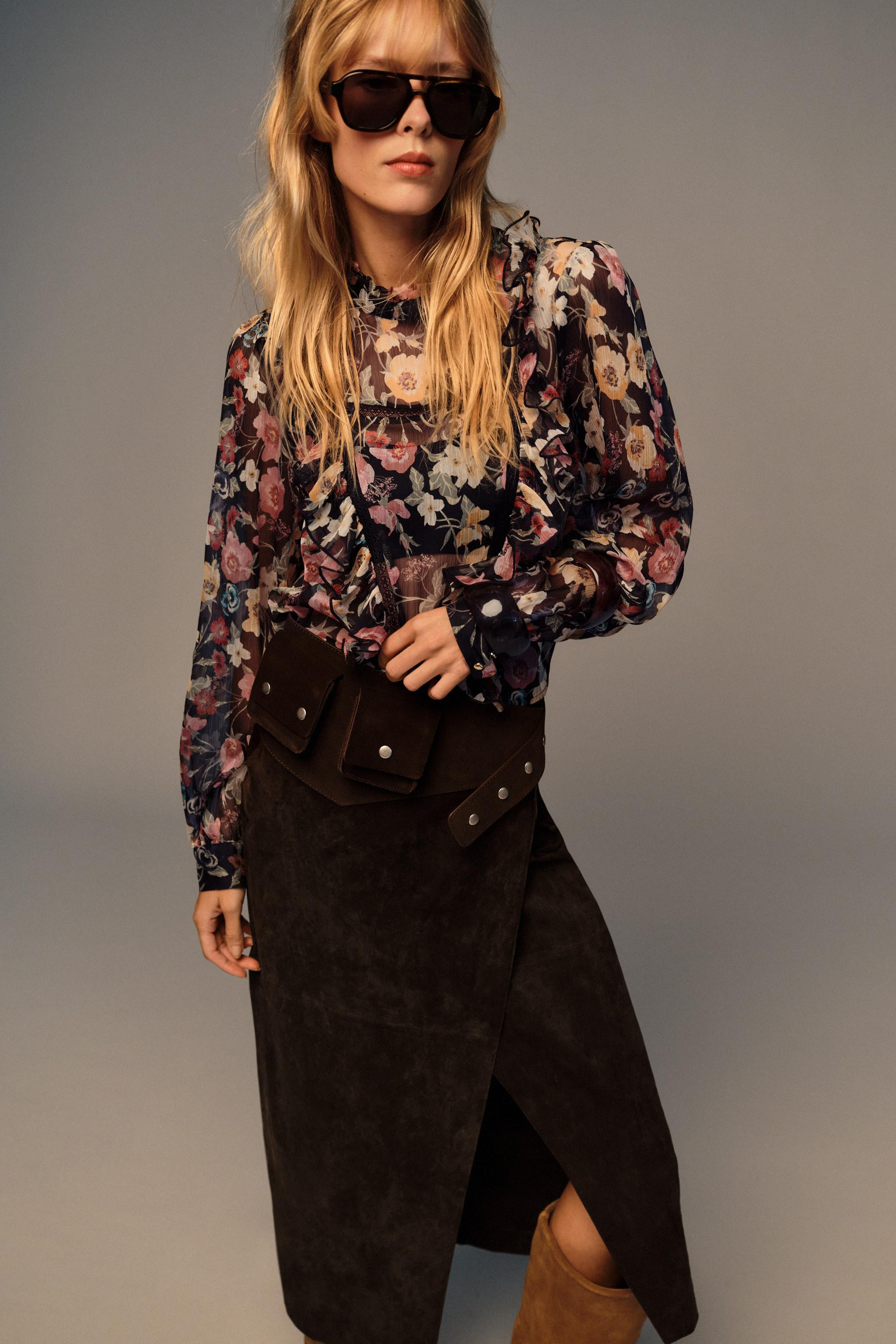 FLORAL PRINT RUFFLED BLOUSE | Zara US