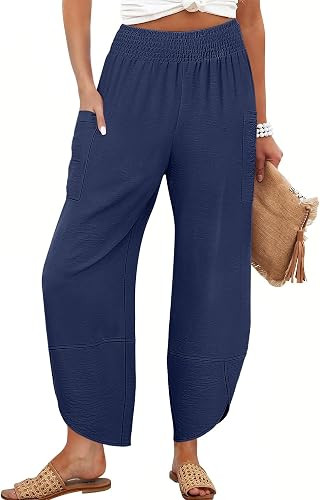 ANRABESS Womens Wide Leg Palazzo Capri Pants 2026 Summer Casual High Waisted Barrel Lounge Flowy ... | Amazon (US)
