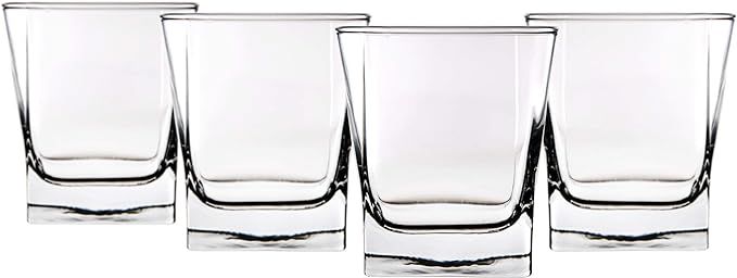 Home Essentials 591 Red Series Square 10 ounce Fashioned Glass, Set of Four | Amazon (US)
