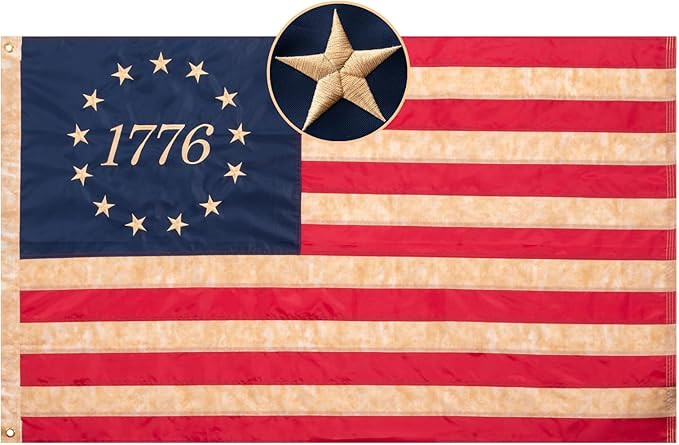 Homissor 1776 Betsy Ross Flag 3x5 Feet Tea-Stained Vintage American Flags Heavy Duty Outdoor Embr... | Amazon (US)