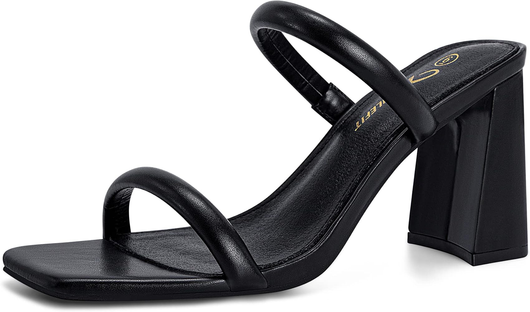 Athlefit Women's Square Open Toe Two Strap Heeled Sandals Slip On Block Chunky Heels Sandals | Amazon (US)