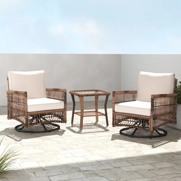 Vivek 3 Piece Rattan Seating Group with Cushions | Wayfair North America