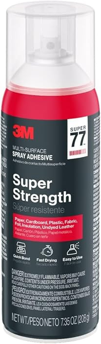 3M Super 77 Multi-Surface Spray Adhesive, 7.35 oz., Low VOC, Quick Bond, Fast Drying, Clear Finis... | Amazon (US)