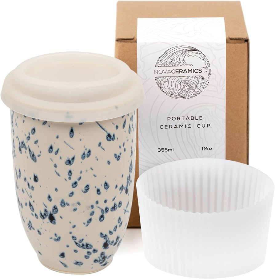 NOVA CERAMICS Travel Mug - Travel Size Mug – Reusable Coffee Mug Unique to Go Mug – Microwave... | Amazon (US)