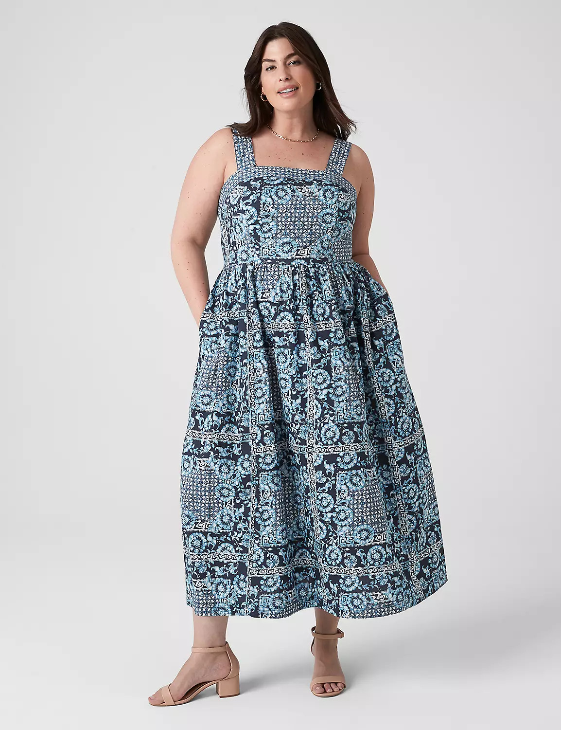 Square-Neck Quilted-Detail Midi Dress | LaneBryant | Lane Bryant (US)