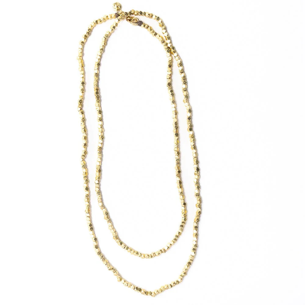 Erica Long Necklace Faceted Gold Beads | INK+ALLOY