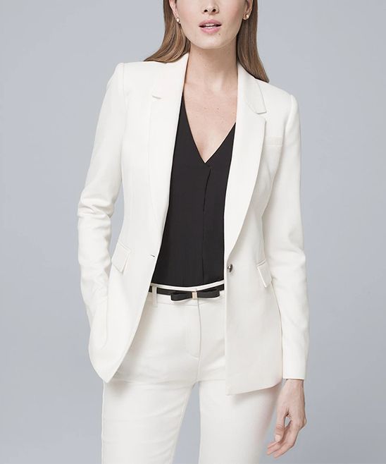White House Black Market Women's Blazers Ecru - Ecru Luxe Suit Blazer - Women | Zulily