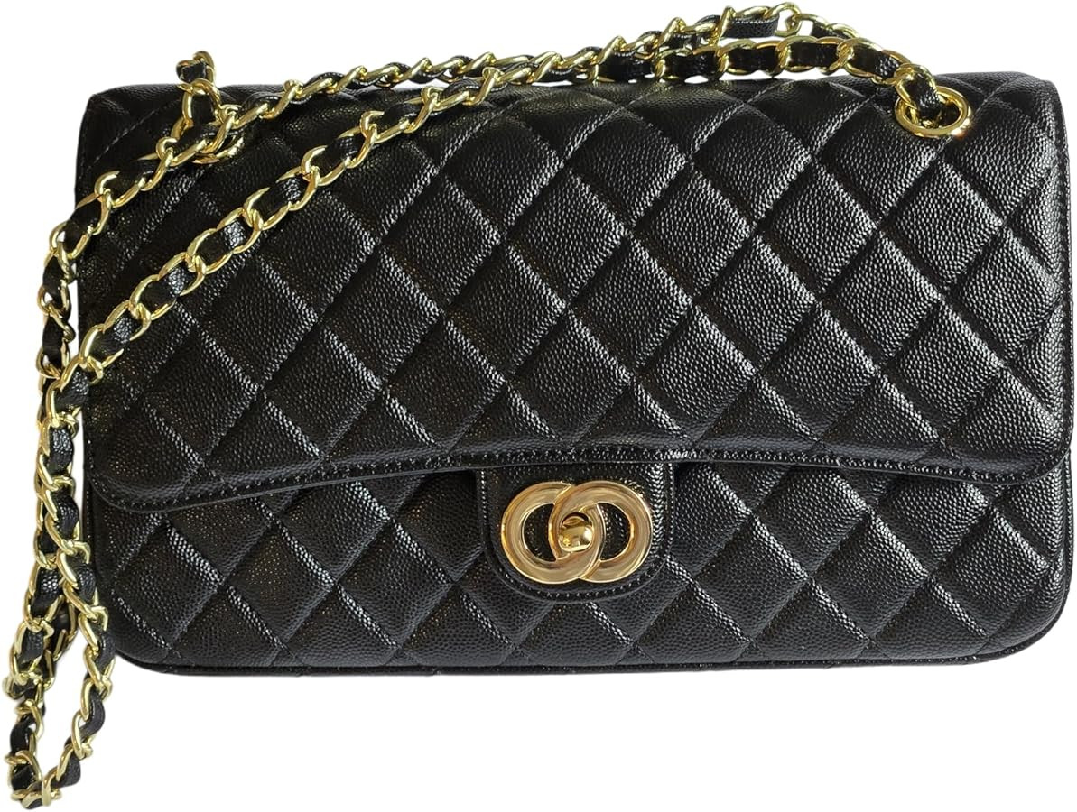 Classic Quilted Double Flap Shoulder/Crossbody Bag | Amazon (US)