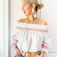 Women's Happy Shirt - White/Gold Hearts | Dondolo