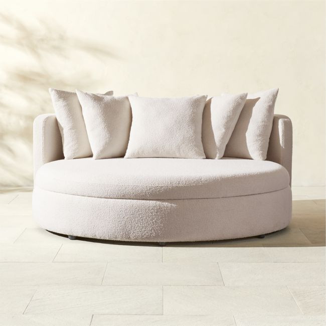 Lucie White Boucle Upholstered Outdoor Daybed | CB2