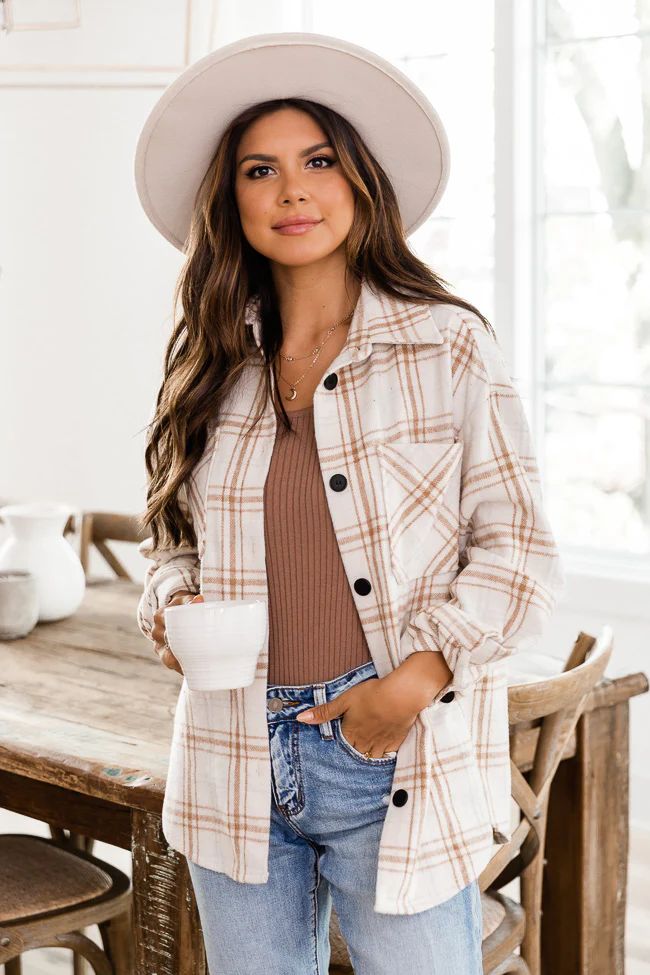 Chic Edge Beige Plaid Flannel Shacket | Pink Lily