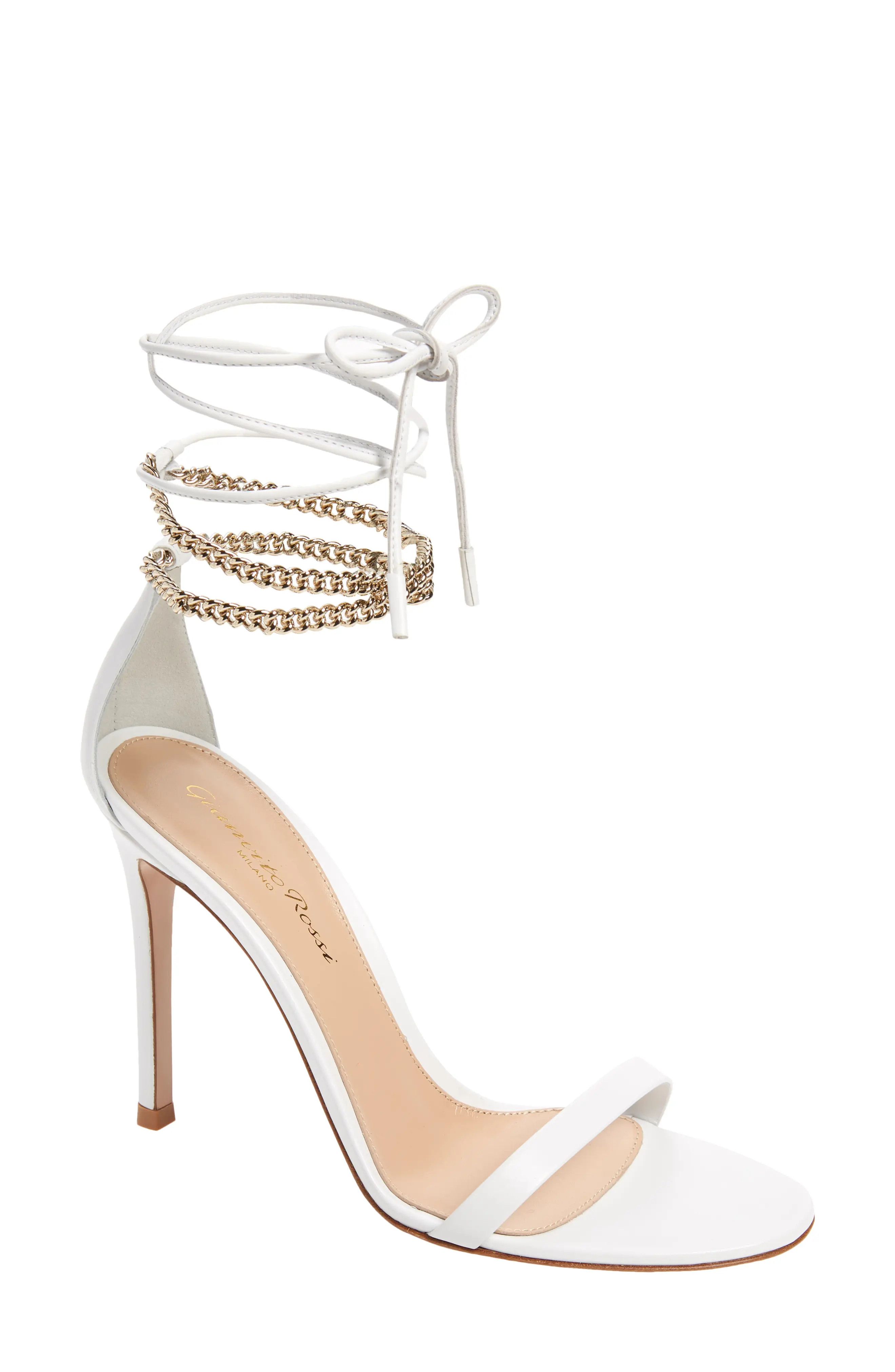 Women's Gianvito Rossi Chain Ankle Wrap Sandal, Size 7US - White | Nordstrom