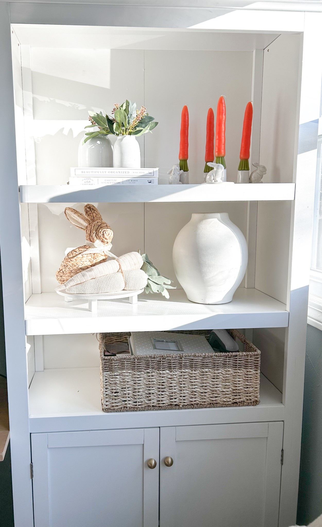 Easter shelf styling 🐰🥕🌷 

#LTKSeasonal #LTKHome