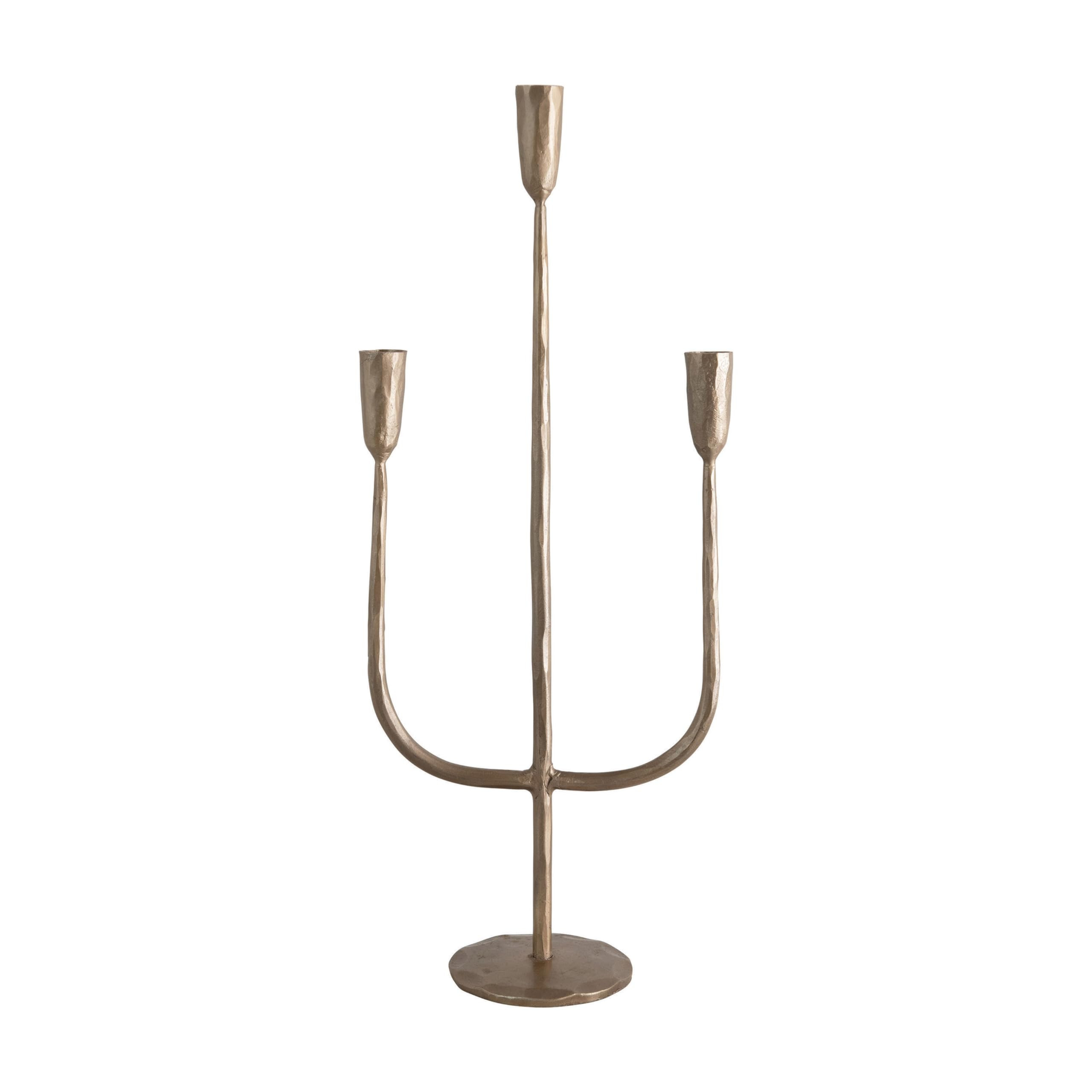 Creative Co-Op Hand-Forged Metal Candelabra, Antique Brass Finish (Holds 3 Taper Candles) | Amazon (US)