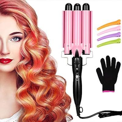 Amazon.com: 3 Barrel Curling Iron Wand Three Barrel Hair Waver Iron Hair Crimper Barrels with 4 P... | Amazon (US)