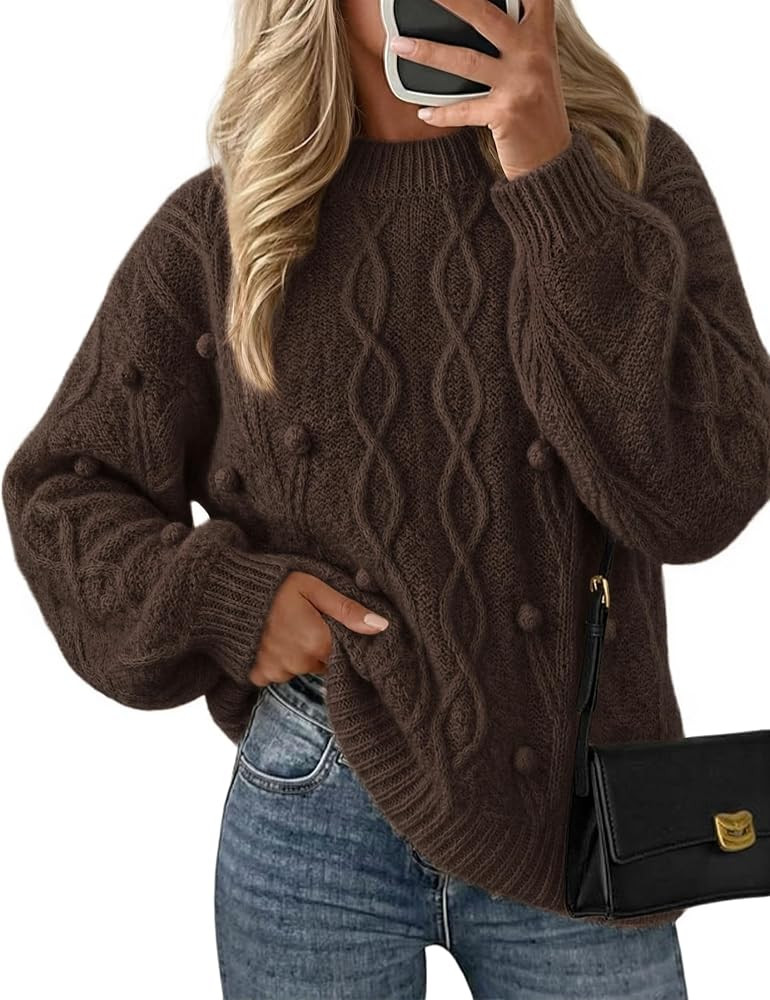 ZESICA Women's Fall Winter Cable Knit Oversized Cozy Knit Pullover Sweaters | Amazon (US)