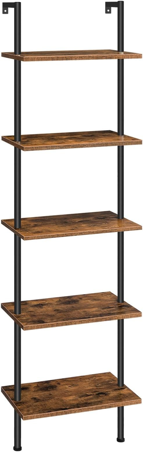 HOOBRO DIY Ladder Shelf, 5-Tier Wooden Wall Mounted Bookshelf, Narrow Bookcase, Display Shelf, St... | Amazon (US)
