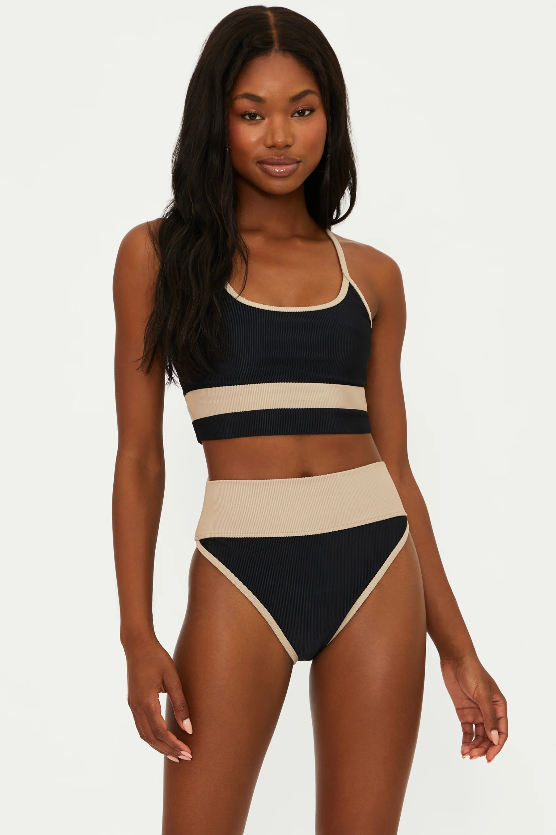Eva Top Black Tan Colorblock | Bralette Bikini Top | Beach Riot | Beach Riot