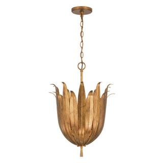Capital Lighting Fixture Company Eden 60-Watt 4-Light Antique Gold Botanical Tall Foyer Pendant L... | The Home Depot
