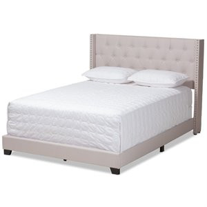 Baxton Studio Brady Fabric Tufted King Bed in Beige | Homesquare