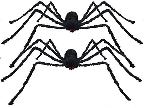 Pawliss Halloween Decorations, 6.6 feet Scary 2 Pack 200cm Giant Spider, Halloween Outdoor Yard D... | Amazon (US)