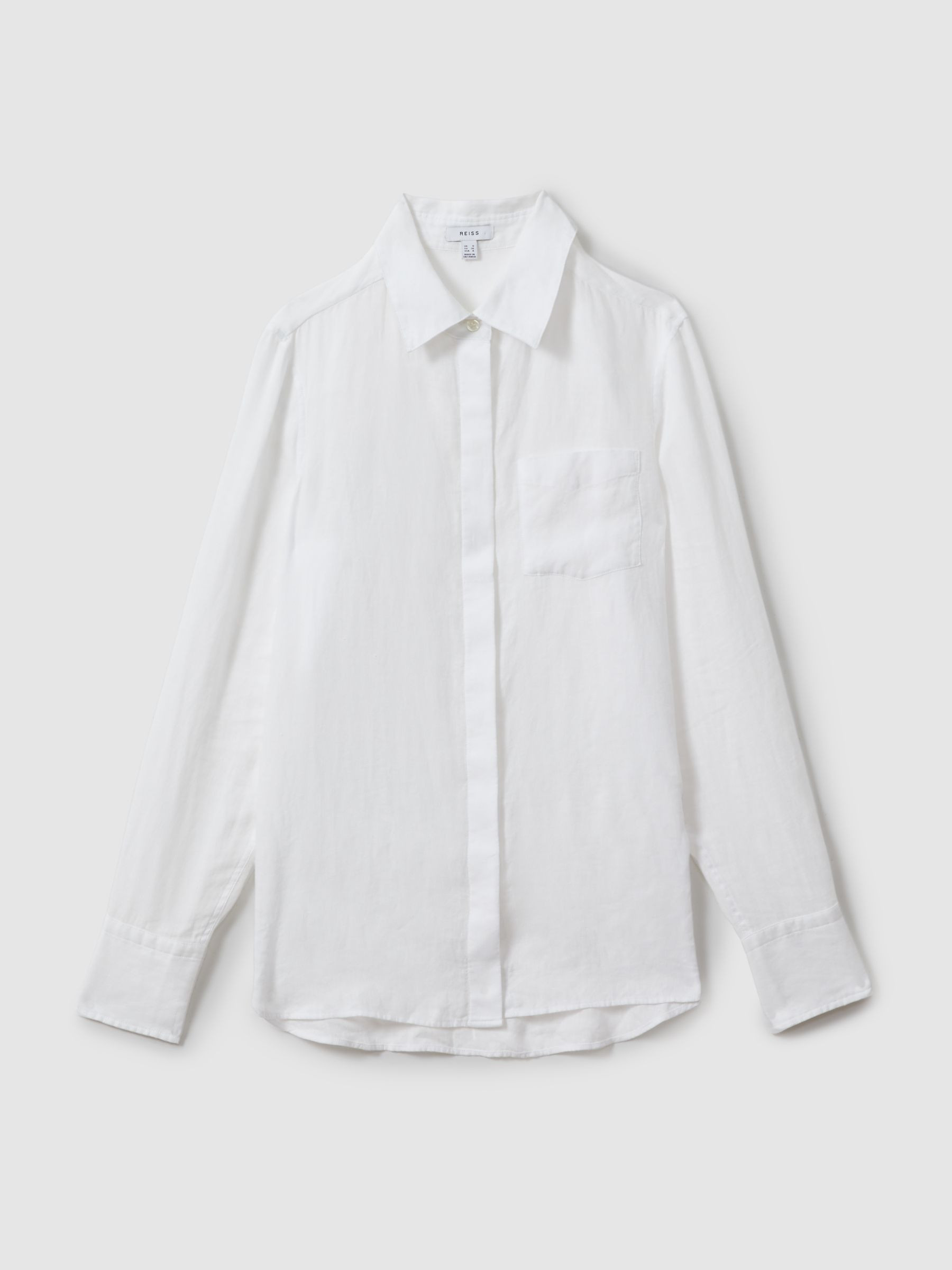 Linen Button-Through Shirt in White | Reiss UK