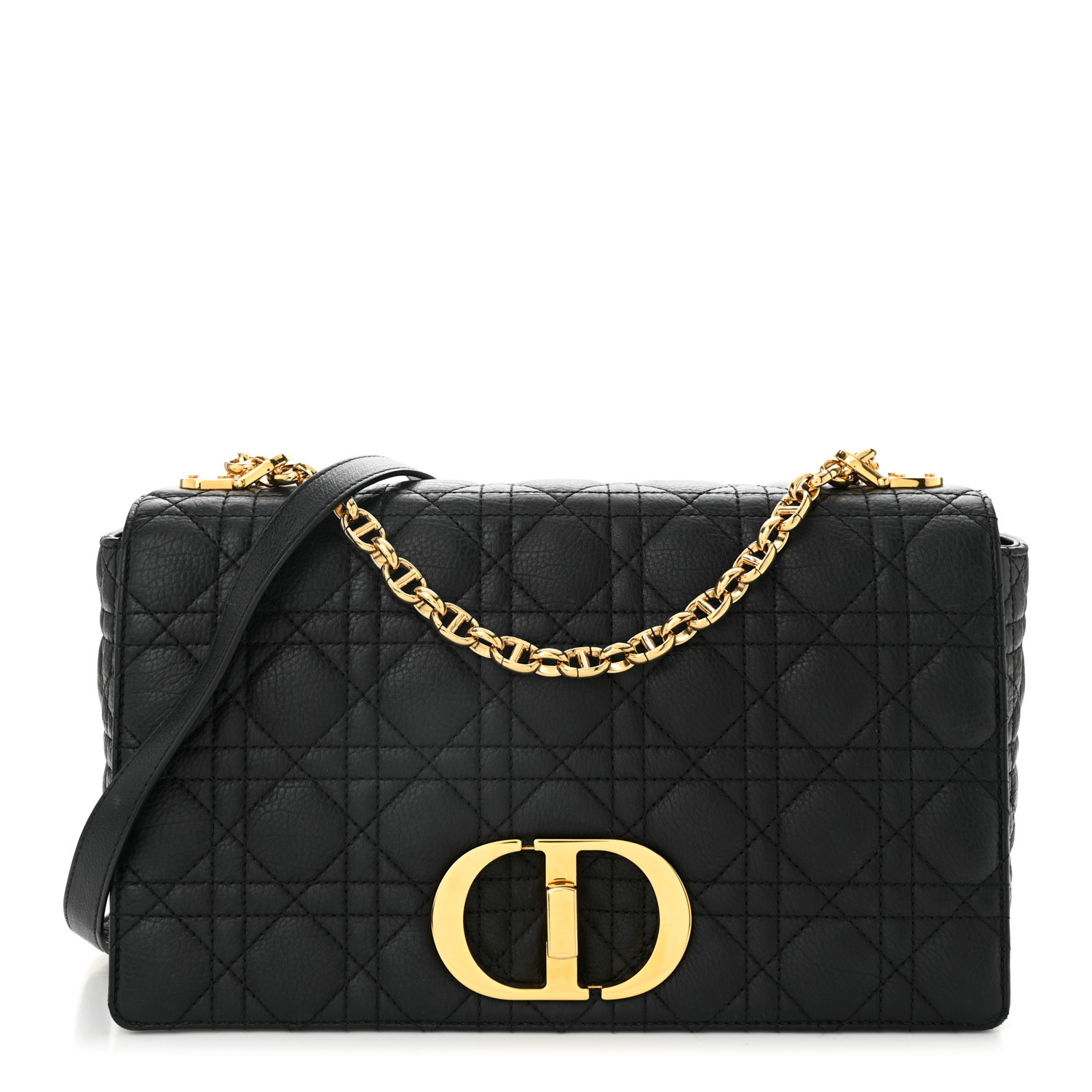 Grained Calfskin Cannage Large Caro Bag Black | FASHIONPHILE (US)