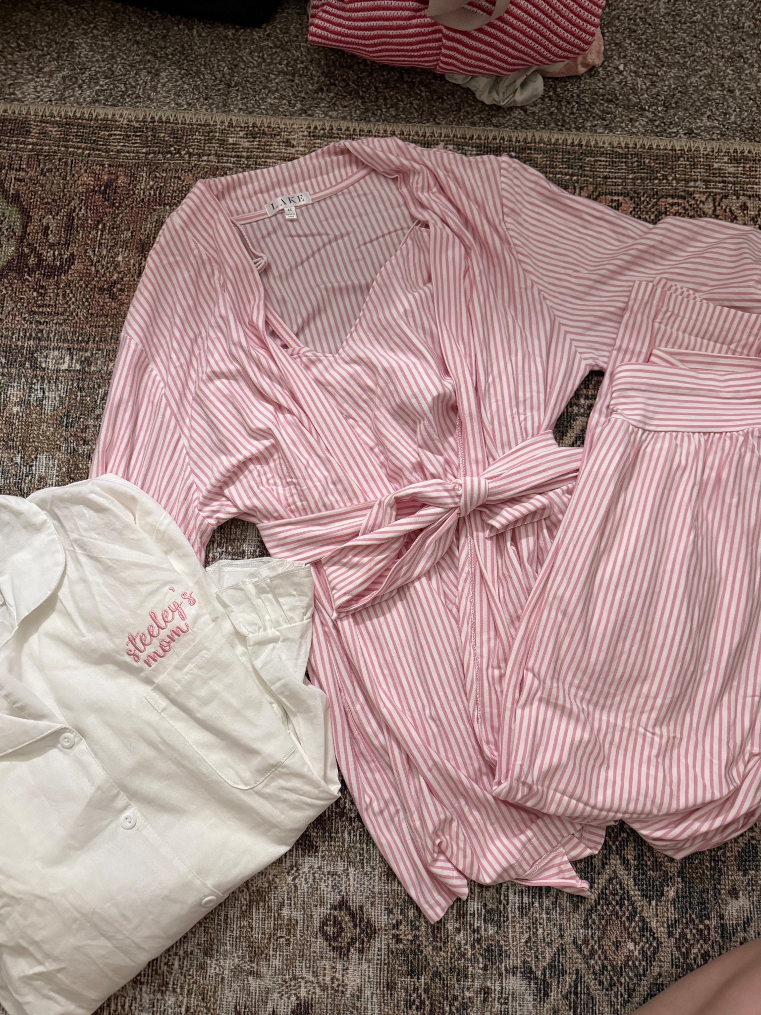 Hospital pajamas! My mother in laws friend embroidered the white top for me🥹#LTKFallSale 

#LTKBump #LTKBaby