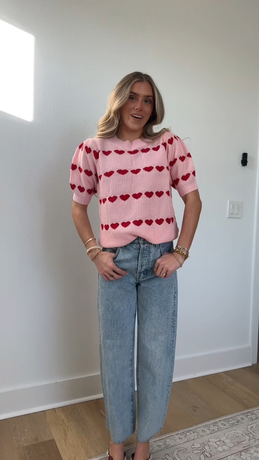 Amazon size small Saodimallsu Womens Heart Striped Sweaters Valentines Puff Short Sleeve Sweaters Cute Lightweight Knit Crewneck Tops

#LTKSeasonal #LTKootd #LTKValentine