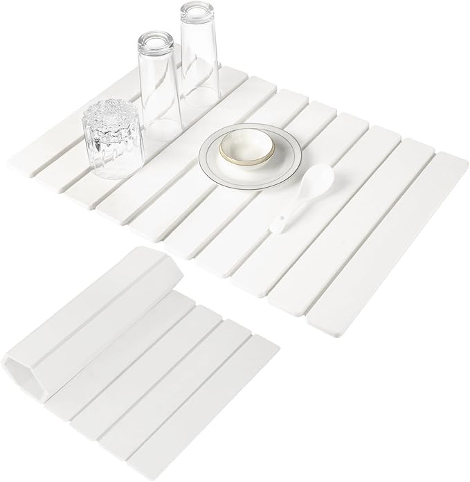 Large Stone Dish Drying Mats for Kitchen Counter 24"(L)×16"(W) Foldable Quick Dry Stone Dish Dry... | Amazon (US)