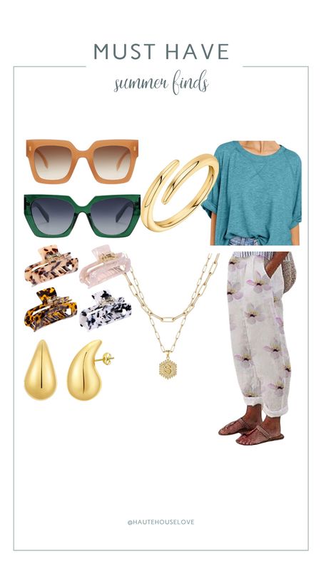 Must have summer finds, all from Amazon.




Summer outfits, jewelry, sunglasses, hair clips, shortsleeved shirt, over sized shirt, pants, summer pants

#LTKStyleTip #LTKFindsUnder50