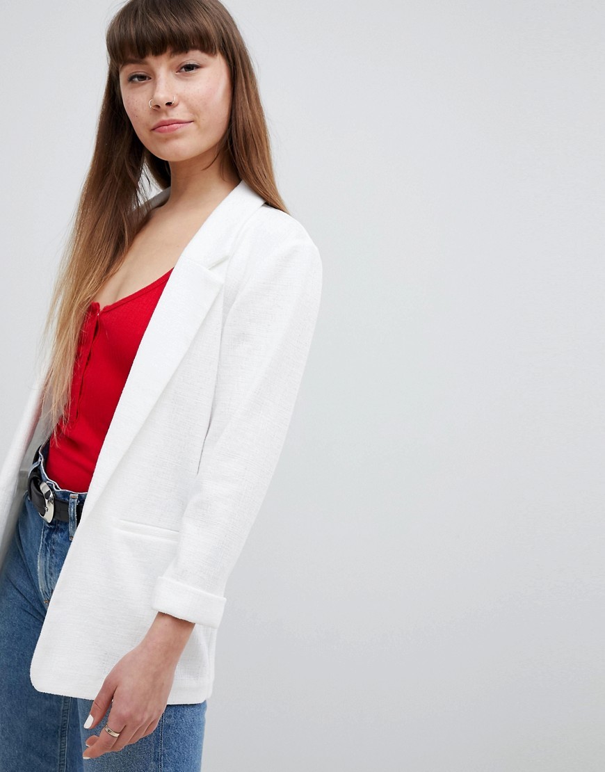 New Look Textured Ponte Blazer - White | ASOS US