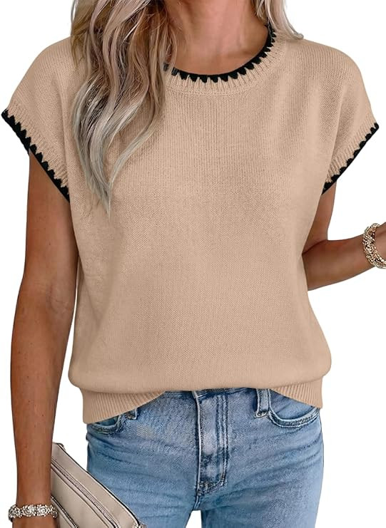 Acelitt Womens Summer Short Sleeve Sweater Knit Tops | Amazon (US)