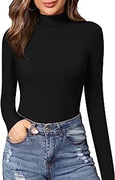 MANGOPOP Women's Mock Turtle Neck Slim Fit Long Sleeve/Mid Sleeve/Cap Short Sleeve T Shirts Tight... | Amazon (US)