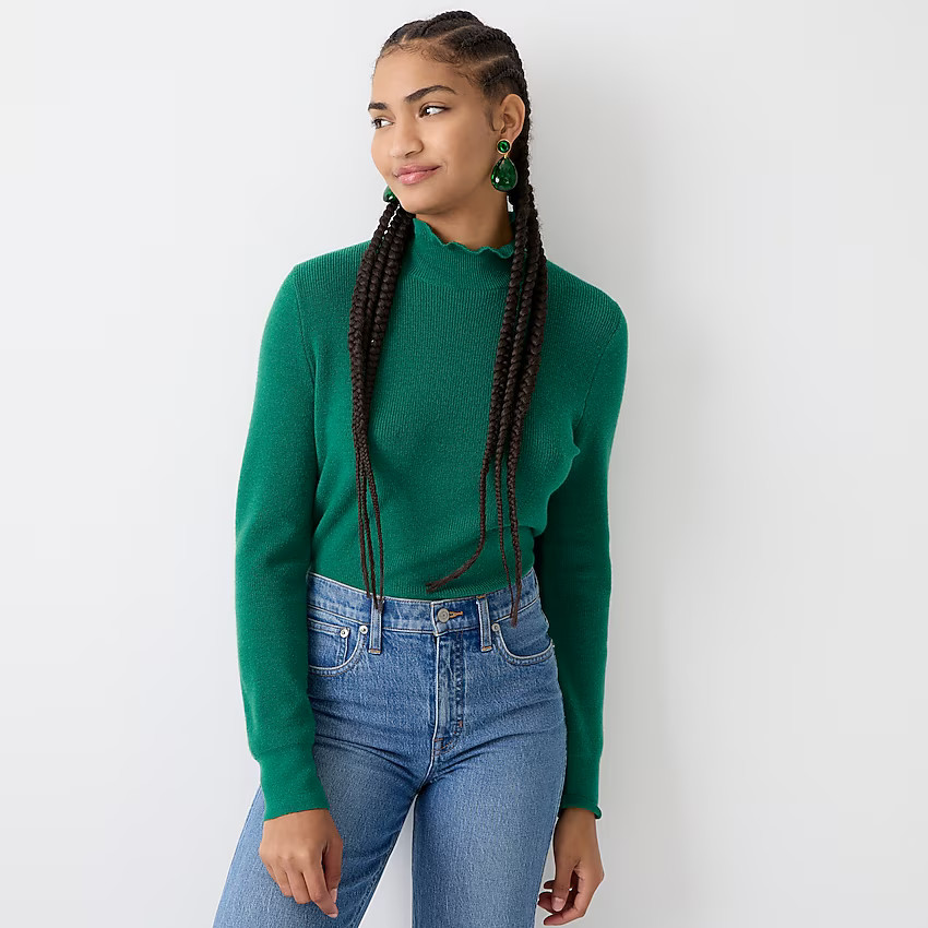Ruffleneck merino wool sweater | J. Crew US
