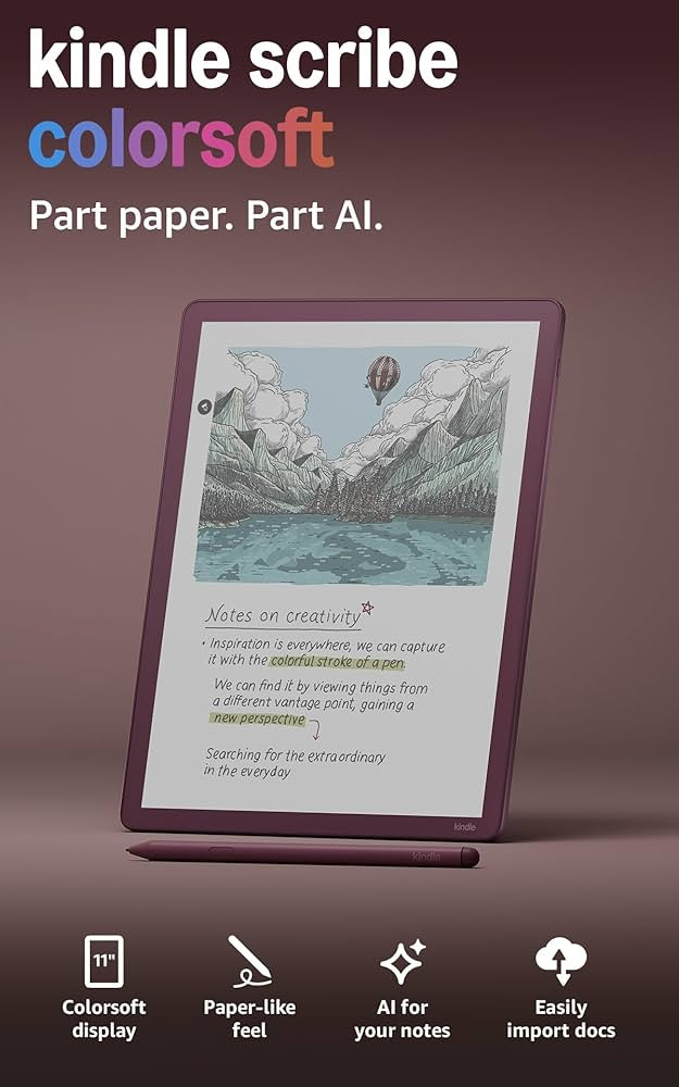Amazon Kindle Scribe Colorsoft 64GB (newest model) \u2014 11\u201d paper-like color display with ... | Amazon (US)
