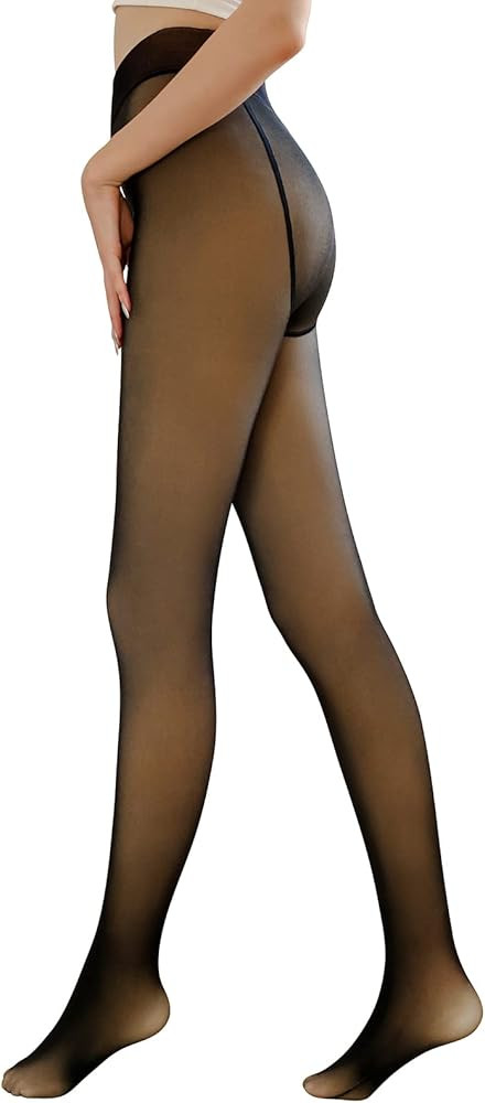 Yusongirl Pantyhose Fake Translucent Women Stretchy Slim Thermal Tights Winter Warm Fleece Lined ... | Amazon (US)