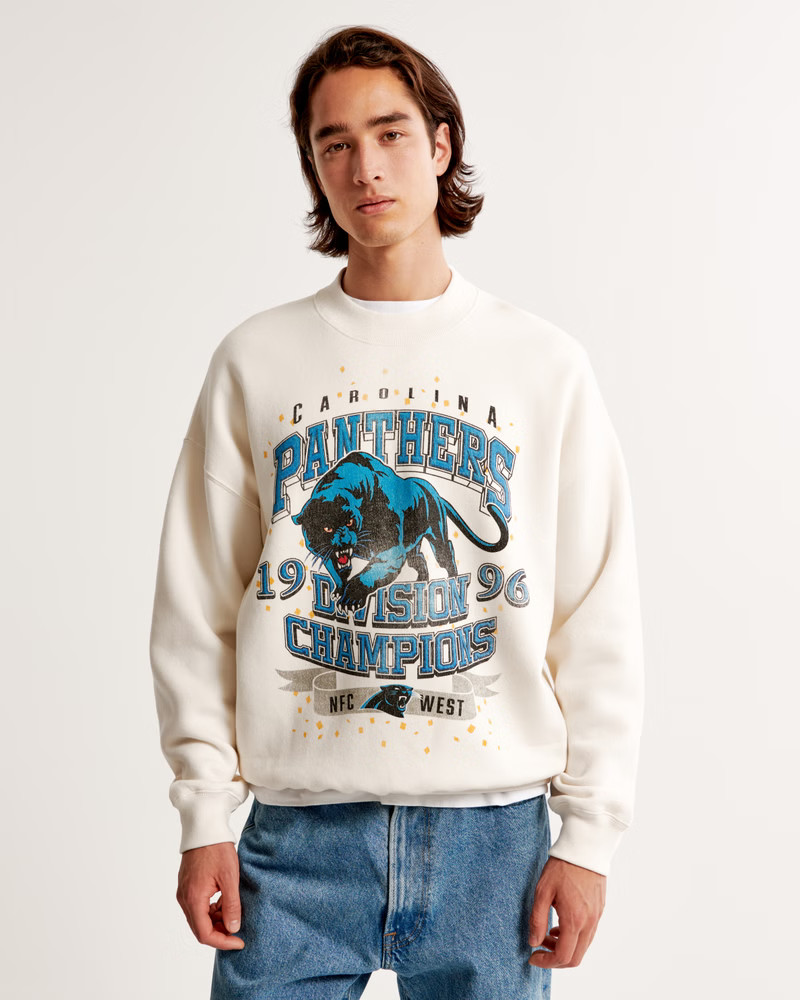 Men's Carolina Panthers Graphic Crew Sweatshirt | Men's Tops | Abercrombie.com | Abercrombie & Fitch (US)