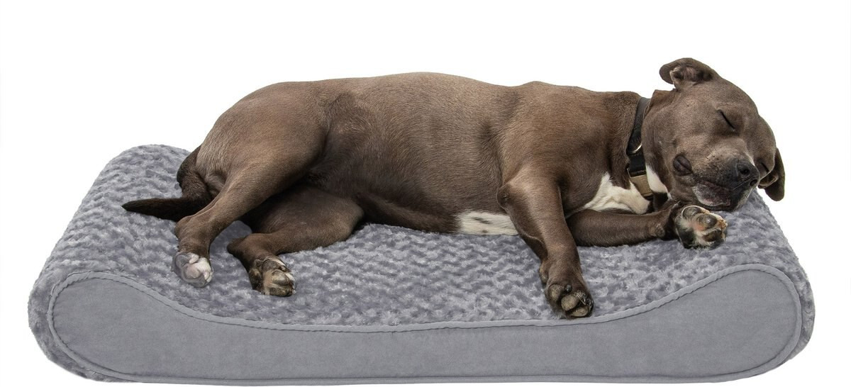 FurHaven Ultra Plush Luxe Lounger Orthopedic Cat & Dog Bed with Removable Cover, Gray, Large | Chewy