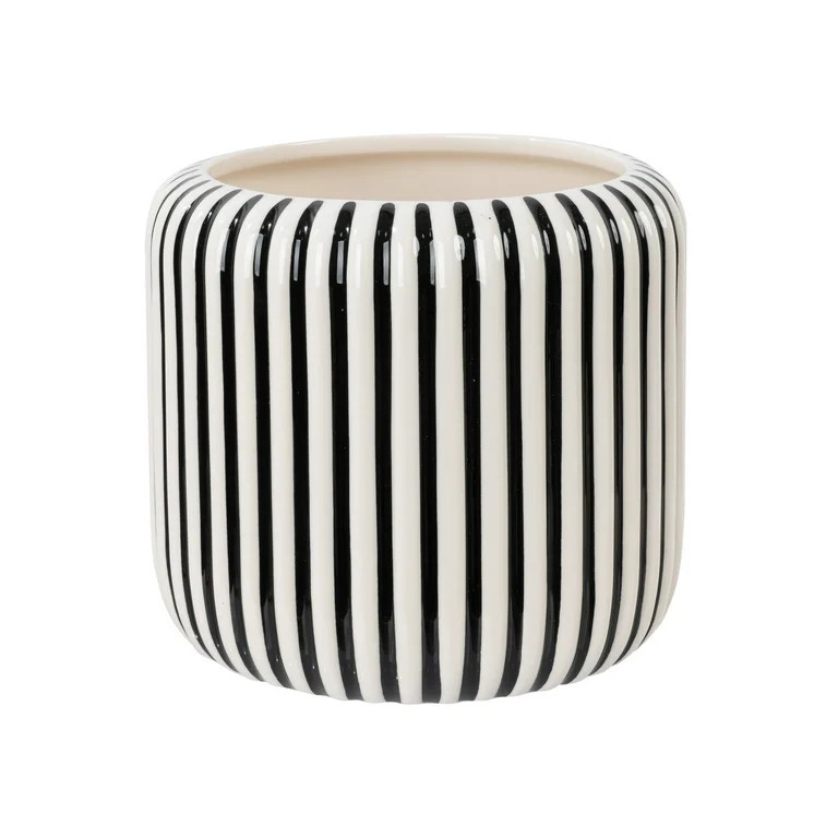 Beautiful 8" Black Stripe Ceramic Planter by Drew Barrymore | Walmart (US)