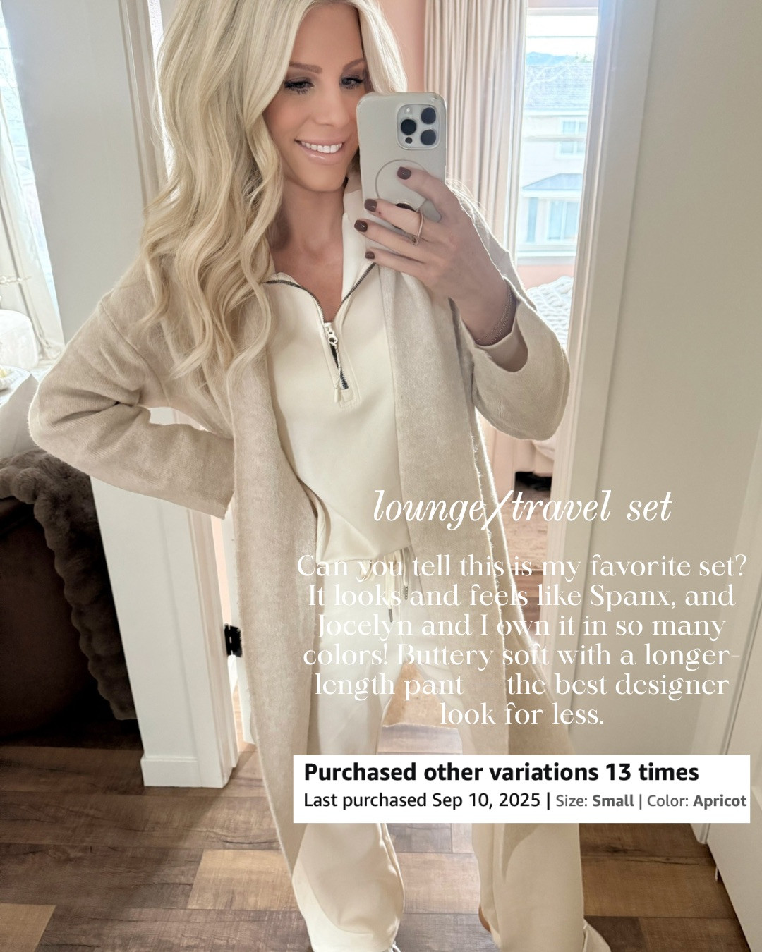 LOUNGE/TRAVEL SET — ELEVATED, COZY, AND DESIGNER-INSPIRED! This lounge and travel set looks and feels like high-end designer pieces for a fraction of the price. The fabric is buttery soft with a flattering drape, and the longer-length pant gives it that elevated, polished look. Perfect for travel days, cozy mornings, or running errands in effortless style.

#Amazon #TheHillaryStyle #LoungeSet #TravelOutfit #ElevatedBasics #NeutralStyleInspo #EverydayStyle #AmazonFashionFinds #CozyStyle #WardrobeEssentials 

 #LTKdayinmylife #LTKSeasonal #LTKOver40