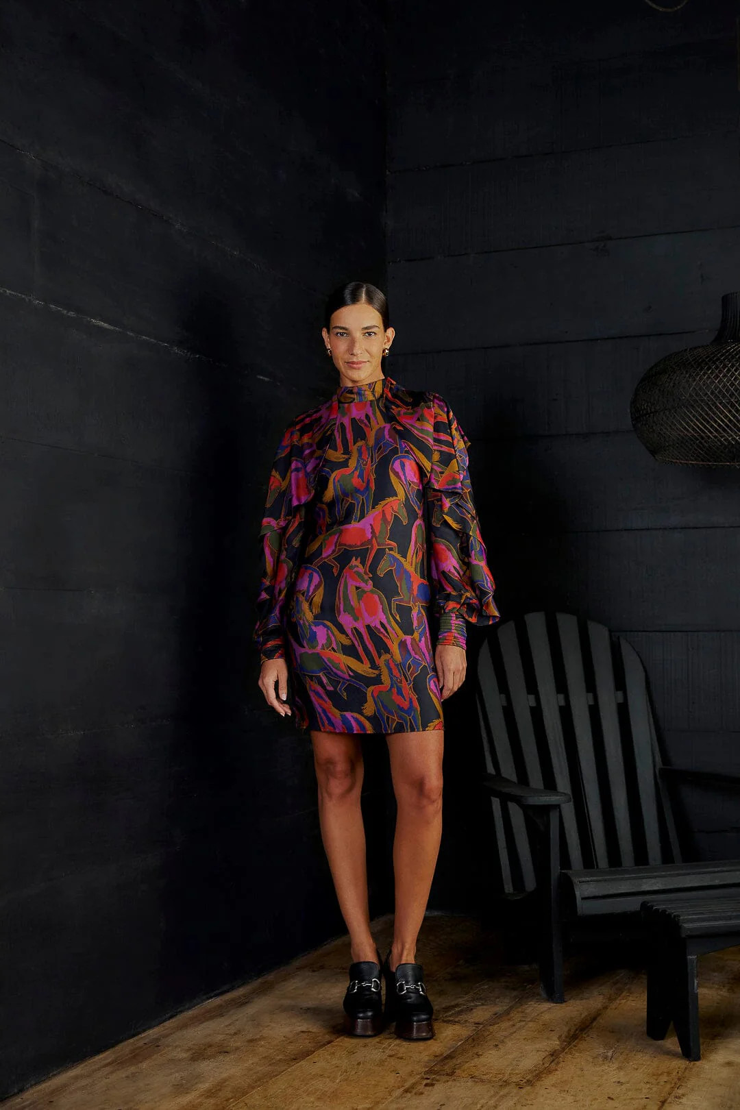 Black Wild Horses Backless Mini Dress | FarmRio (US)