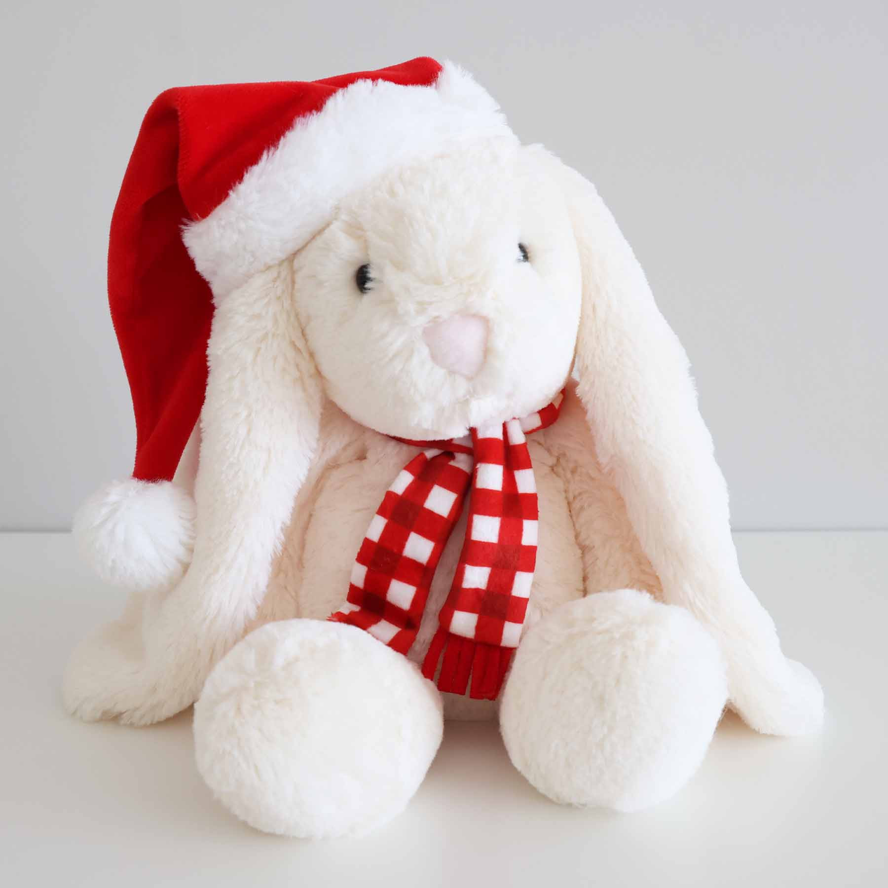 Embroidered Large Cuddle Plush Friends | Christmas Bunny | Caden Lane