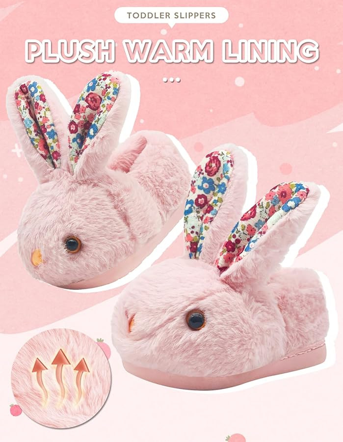 Toddler Slippers Boys Girls Kids Dinosaur Bunny House Slipper Non-slip Warm Winter Soft Fuzzy Ind... | Amazon (US)