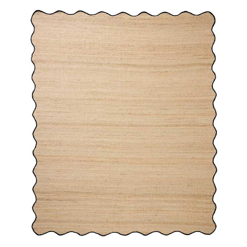 (B891) Juniper Jute with Scalloped Black Trim Area Rug, 8x10 | At Home