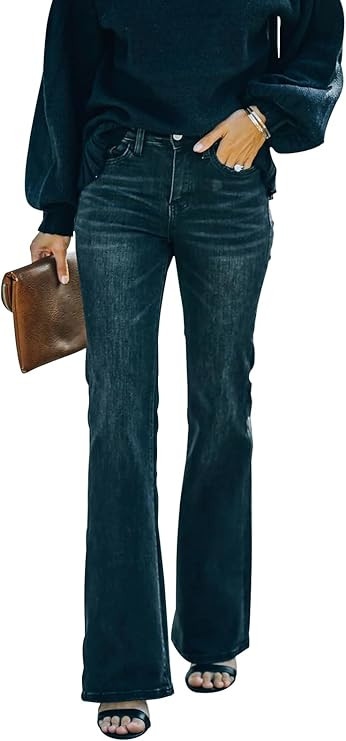KUNMI Women's Flare Bell Bottom Jeans High Waisted Wide Leg Bootcut Jeans Stretchy Denim Pants | Amazon (US)